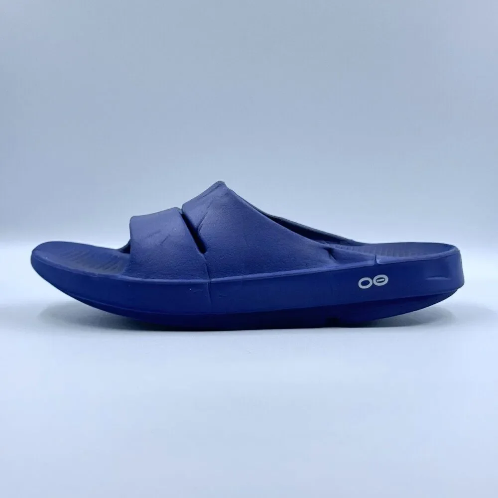 OOFOS Unisex M7 W9 Blue OOahh Recovery Slide Sandal Soft Cushion Comfort